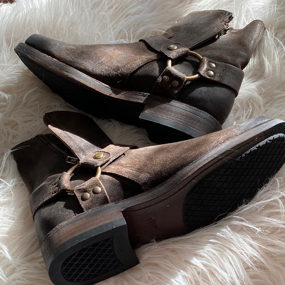 FRYE Conway Harness Brown Leather Ankle Boots